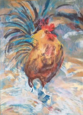 De trotse haan, 65x85 cmpastelkrijt 2022